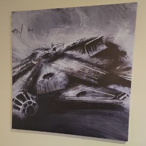 Monochrome Millennium Falcon Wall Art Canvas - Gray